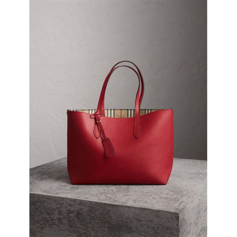 burberry tote poppy red|BURBERRY Haymarket Check Medium Reversible Tote Poppy .